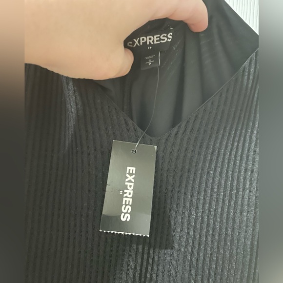 EXPRESS ribbed light knit black midi dress, size small - Picture 5 of 5